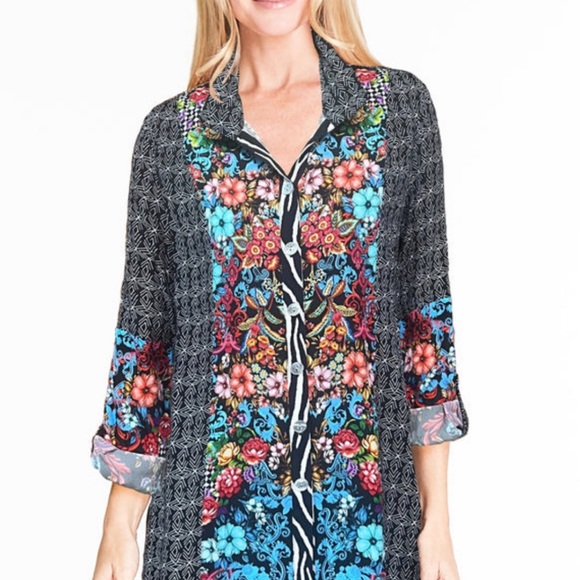 John Mark Multicolor Floral Tunic - Picture 2 of 8